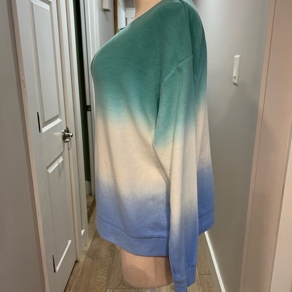 Splendid Waffle Knit Lightweight Looser Fit Ombré Long Sleeve Top - Picture 6 of 14